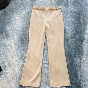 147. Jules & Leopold Cream Flare Pants with Gold Accents